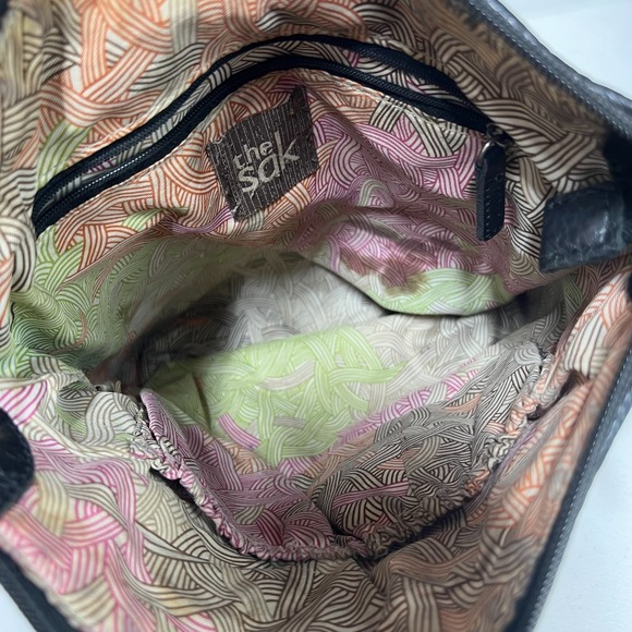 The Sak Crossbody Bag Women Black Colorblock Leather Zip Pocket Adjustable Strap - Picture 3 of 16